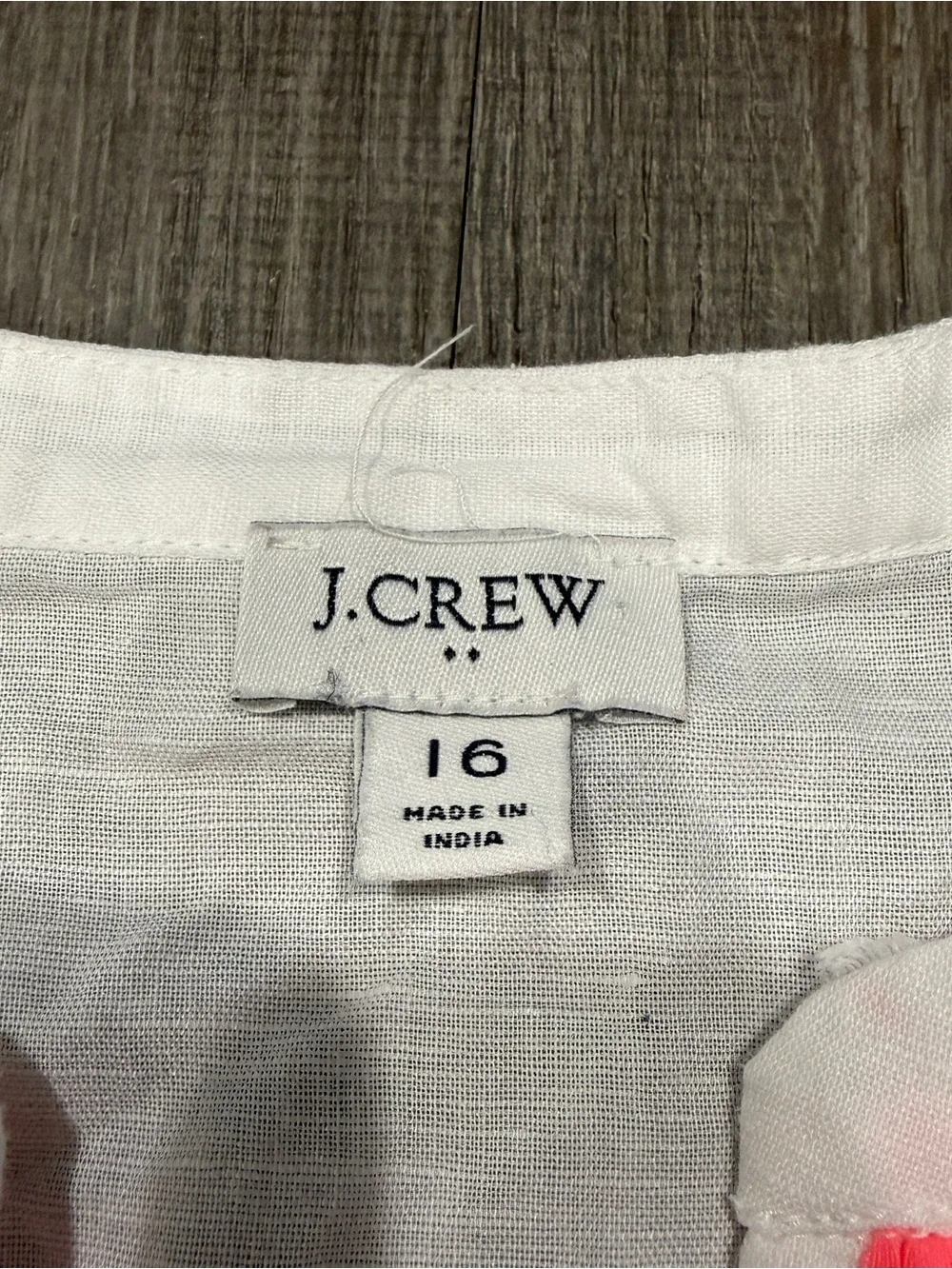 J Crew White and Pink Linen Tank Top